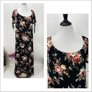 Floral Maxi Dress with Tie Sleeves